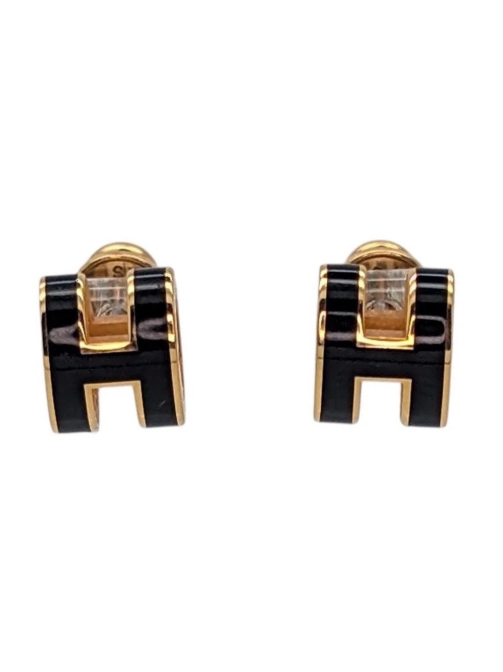 Hermes Mini Pop H earrings Black